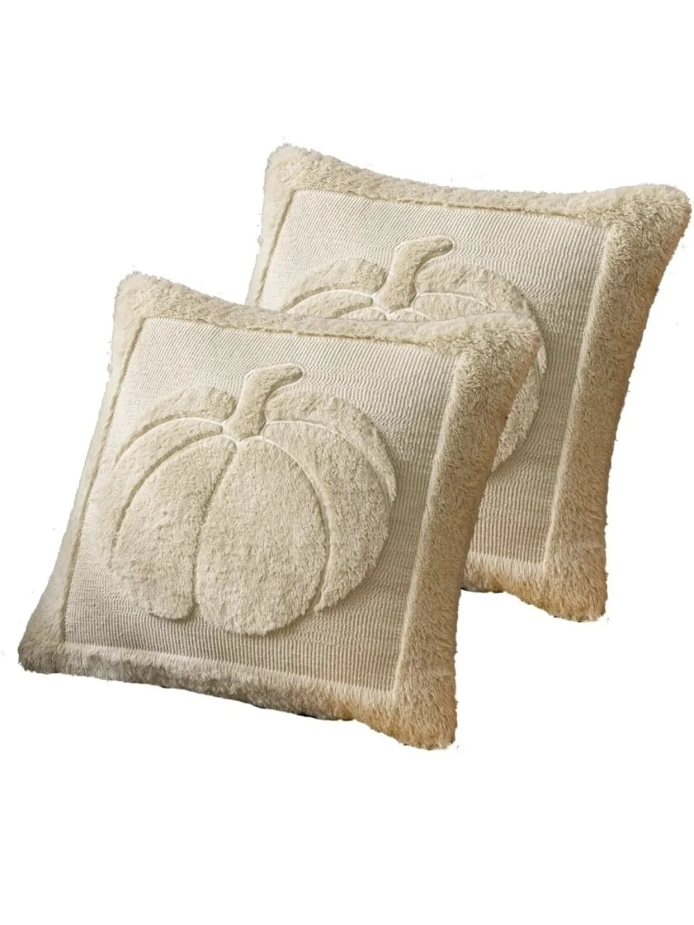 Cozy Cream Pumpkin Throw Pillow Covers- Set of 2 - 18 x 18 - NIP